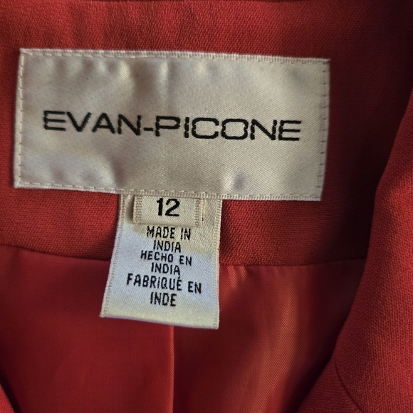EVAN PICONE 2 Peice Pant Suit Set High Waist 3 Button Blazer Coral Red - Picture 8 of 10